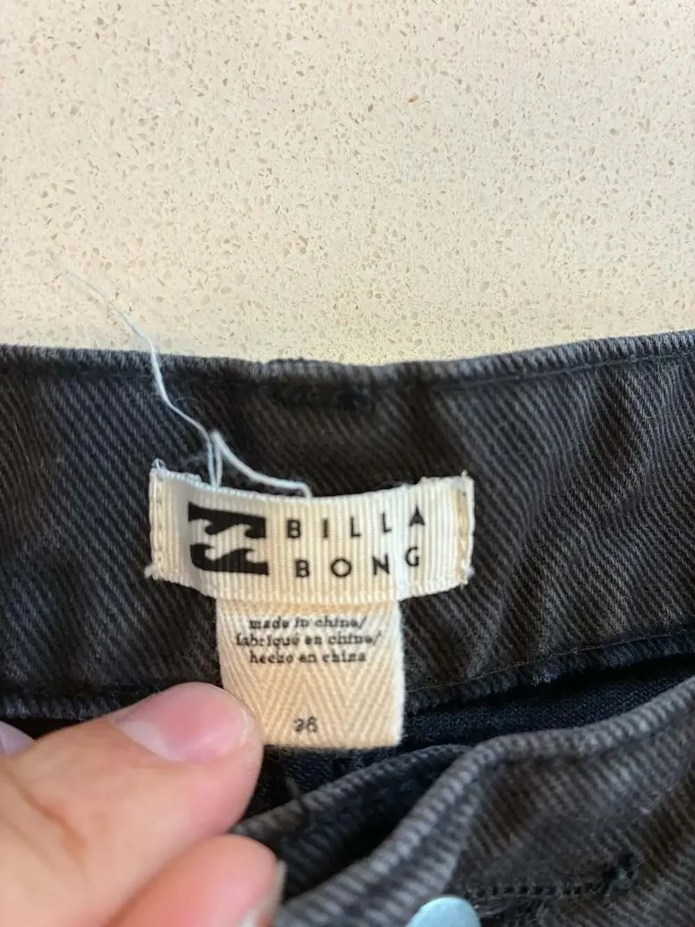 Billabong Denim Shorts Size 26 Black Distressed Raw Hem
